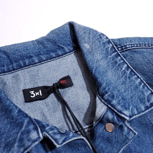 3x1 Hollow Denim Jean Jacket Blue Women's Size Medium Dita Grommets Slouchy - Picture 12 of 13
